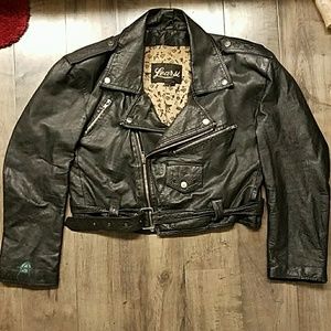 Women's crop genuine leather jacket Size L